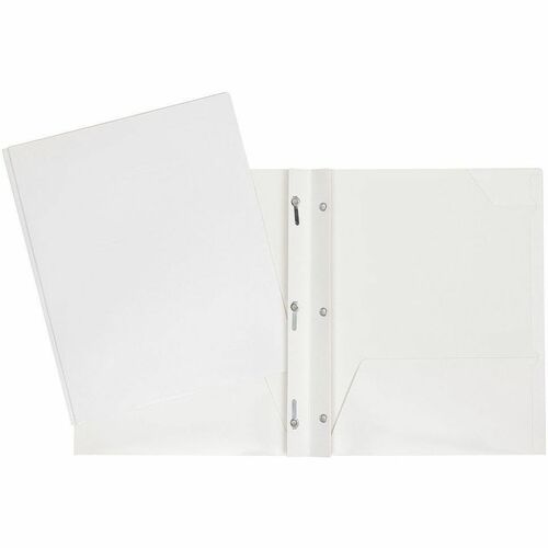 Geocan Letter Report Cover - 8 1/2" x 11" - 80 Sheet Capacity - 3 Fastener(s) - 2 Internal Pocket(s) - Cardboard - White - 1 Each