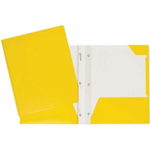 Geocan Letter Report Cover - 8 1/2" x 11" - 80 Sheet Capacity - 3 Fastener(s) - 2 Internal Pocket(s) - Cardboard - Yellow - 1 Each