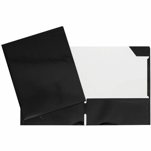 Geocan Letter Report Cover - 8 1/2" x 11" - 80 Sheet Capacity - 2 Internal Pocket(s) - Card Stock - Black - 1 Each