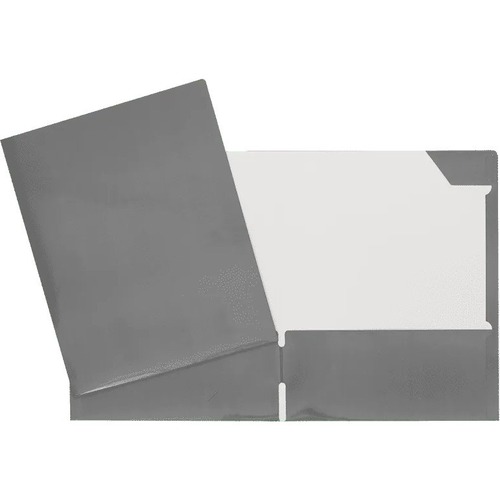 Geocan Letter Report Cover - 8 1/2" x 11" - 80 Sheet Capacity - 2 Internal Pocket(s) - Card Stock - Gray - 1 Each