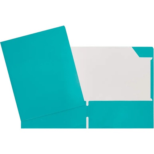 Geocan Letter Report Cover - 8 1/2" x 11" - 80 Sheet Capacity - 2 Internal Pocket(s) - Card Stock - Turquoise - 1 Each