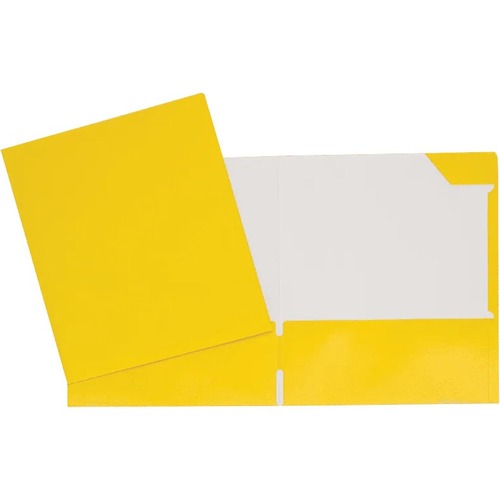 Geocan Letter Report Cover - 8 1/2" x 11" - 80 Sheet Capacity - 2 Internal Pocket(s) - Card Stock - Yellow - 1 Each