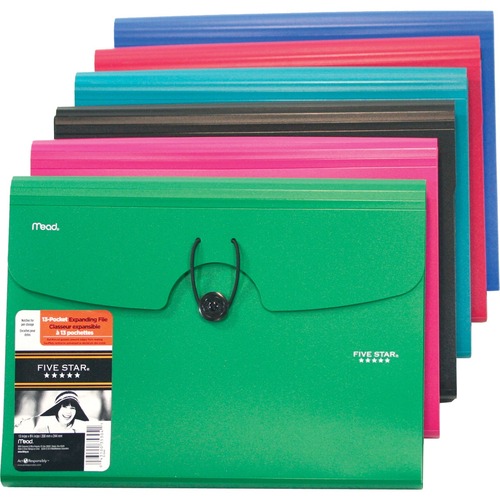 Five Star Expanding File - 13 Pocket(s) - Poly - Assorted - 1 Each - Poly Expanding Files - HLR35304