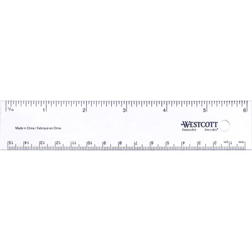 Westcott 15cm/6" Flexible Vinyl Ruler - 1/16 Graduations - Metric, Imperial Measuring System - Vinyl - 1 Each - Transparent -  - ACM40806