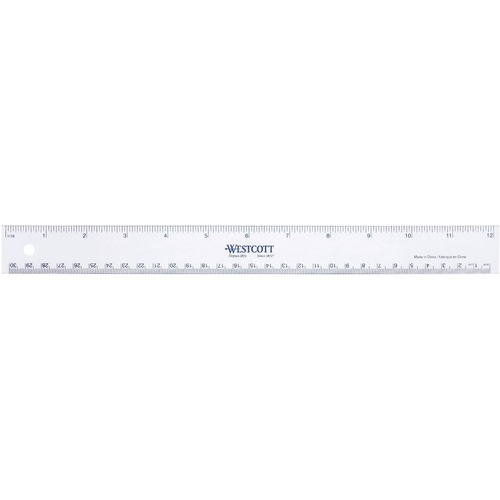 Westcott 30cm/12" Flexible Vinyl Ruler - 1/16 Graduations - Metric, Imperial Measuring System - Vinyl - 1 Each - Transparent