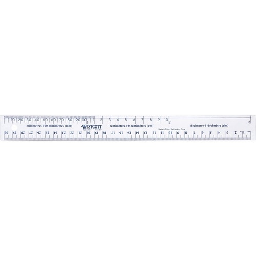 Westcott 30cm Flexible Vinyl Ruler - Metric Measuring System - Vinyl - 1 Each - Transparent
