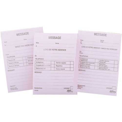 Hilroy Telephone Message Pad - 72 Sheet(s) - Pink - 25 / Pack = HLR46524