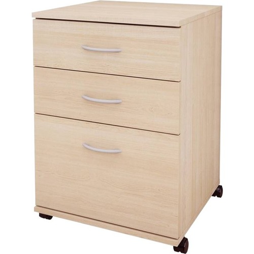 Nexera Essentials Mobile Filing Cabinet, 3-Drawer, Natural Maple - 17.6" x 18.6" x 26.6" - 3 x File Drawer(s) - Material: Medium Density Fiberboard (MDF), Particleboard - Finish: Natural Maple = MFI5092