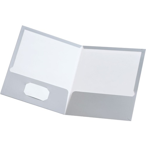 Oxford Showfolio Letter Portfolio - 8 1/2" (215.90 mm) x 11" (279.40 mm) - 100 Sheets Capacity - 2 Pocket(s) - Gray - Twin Pocket, Business Card Holder, Laminated, High Gloss, Tear Resistant, Reinforced Top, Reinforced Side - 10 / Pack