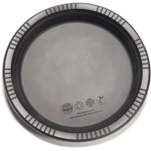 VLB Cornstarch Dinnerware Plates - Microwave Safe - Black - 125 / Pack = VLB57125