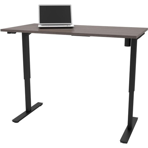 BeStar Adjustable Computer Table - Black Base x 1" Table Top Thickness - Dark Gray - Workstations/Computer Desks - BEX6586747