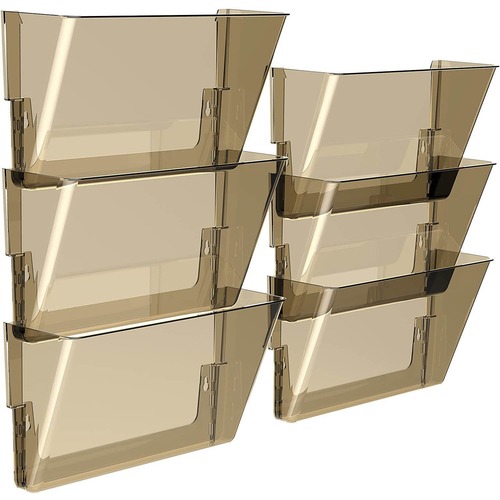 Storex Snap and Stack Wall Pockets Files, Letter - 7" Height x 4" Width x 13" Depth - Smoke - Poly - Set of 6 Files = STX70218B04C