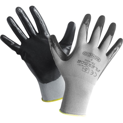 FLEXSOR Work Gloves - Nitrile Coating - Large Size - Abrasion Resistant, Latex-free - 12 / Box = RON7640009