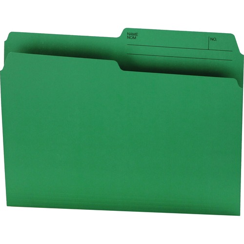 Offix 1/2 Tab Cut Letter Top Tab File Folder - 8 1/2" x 11" - Green - 100 / Box = NVX345405
