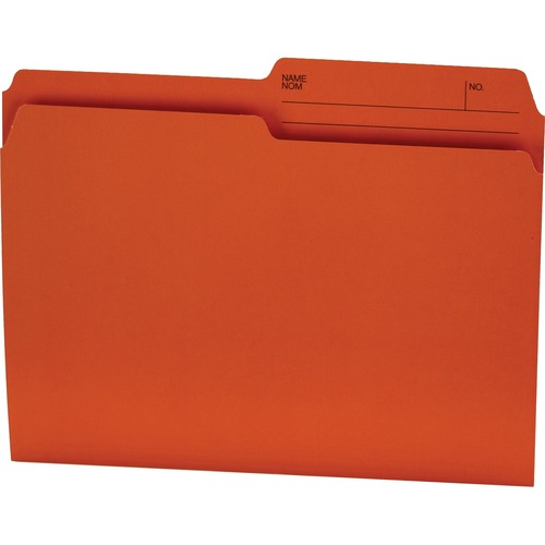 Offix 1/2 Tab Cut Letter Top Tab File Folder - 8 1/2" x 11" - Orange - 100 / Box = NVX345421