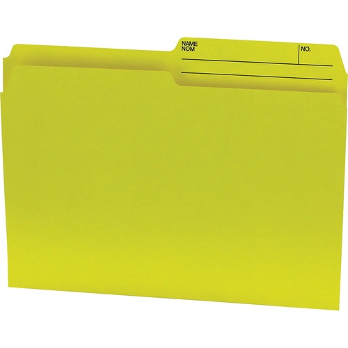 Offix 1/2 Tab Cut Letter Top Tab File Folder - 8 1/2" x 11" - Yellow - 100 / Box = NVX345439