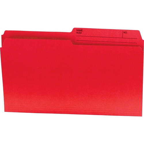 Offix 1/2 Tab Cut Legal Top Tab File Folder - 8 1/2" x 14" - Red - 100 / Box = NVX345447