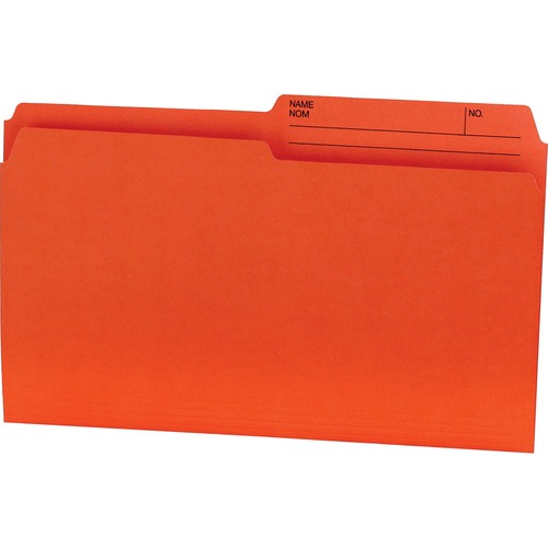 Offix 1/2 Tab Cut Legal Top Tab File Folder - 8 1/2" x 14" - Orange - 100 / Box = NVX345488
