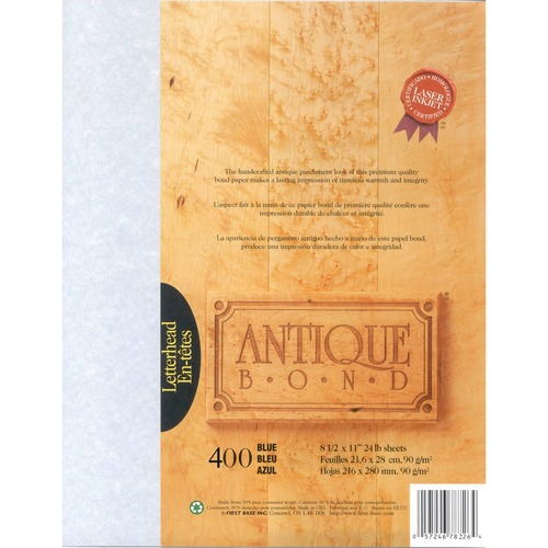 St. James® Antique Bond Paper - Letter - 8 1/2" x 11" - 24 lb Basis Weight - 400 / Pack - Acid-free, Lignin-free