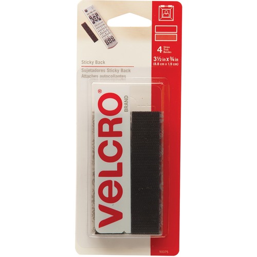 VELCRO® Fasteners - 3.50" (88.9 mm) Length x 0.75" (19.1 mm) Width - 4 / Pack - Black = VEK90075C