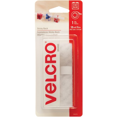 VELCRO® Self-Adhesive Strips - 1.5 ft (0.5 m) Length x 0.75 (19.1 mm)  Width - 1 Each - White - Brant Basics