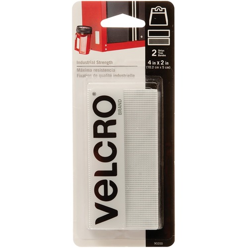 VELCRO® Industrial Adhesive Strips - 2" (50.8 mm) Length x 4" (101.6 mm) Width - 1 / Pack - White -  - VEK90200C