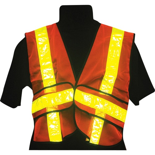 RONCO High-Viz Traffic Vest - Comfortable, Breathable, Reflective Strip, Reflective Front & Back, High Visibility - One Size Size - Mesh - Orange - 1 Each - Safety Vests - RON90350