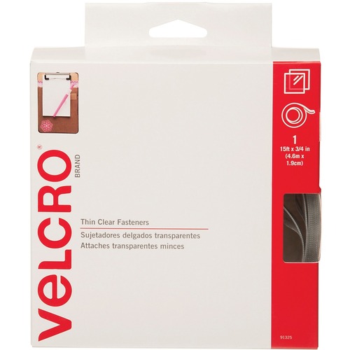 VELCRO® Self-Adhesive Tape - 0.75" (19.1 mm) Length - 1 Each - Clear