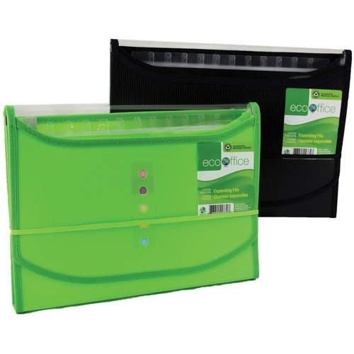 EcoOffice Letter Recycled Expanding File - 8 1/2" x 11" - 13 Pocket(s) - Clear, Assorted - 1 Each = AVDA00330