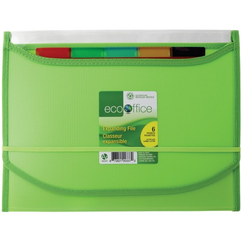 EcoOffice Letter Recycled Expanding File - 8 1/2" x 11" - 6 Pocket(s) - Clear, Assorted - 1 Each = AVDA00337
