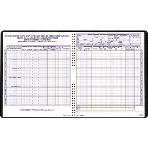 Blueline Payroll Book - Twin Wirebound - 10" x 12" Form Size - White Sheet(s) - Blue, Brown Print Color - Black Cover - Paper - Recycled - 1 Each -  - BLIA1005B