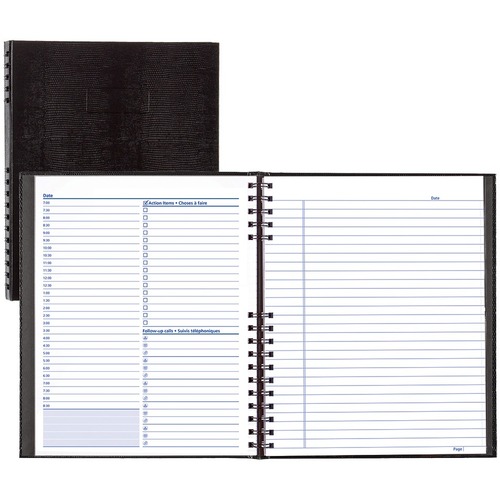Blueline NotePro Undated Daily Planner - Daily - White Sheet - Twin Wire - Paper - Black - 8.5" Height x 10.7" Width - Flexible, Project Planner Page, Schedule Section, Important Date, Storage Pocket, Bilingual, Refillable, Self-adhesive, Index Sheet, Har -  - BLIA30C81B