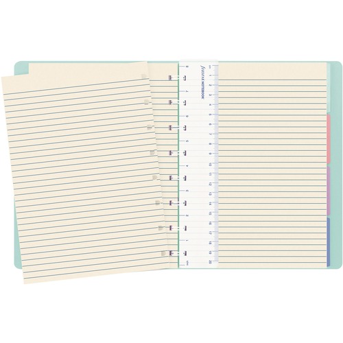 Filofax Classic Pastels Notebook - 112 Sheets - Twin Wirebound - Ruled - 8 1/4" x 5 3/4" - Cream Paper - Movable Index, Storage Pocket, Page Marker - Recycled - 1Each -  - BLIB115052U