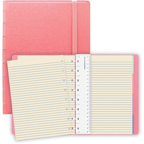 Filofax Classic Pastels Notebook - 112 Sheets - Twin Wirebound - Ruled - 8 1/4" x 5 3/4" - Cream Paper - Movable Index, Storage Pocket, Page Marker - Recycled - 1Each -  - BLIB115053U