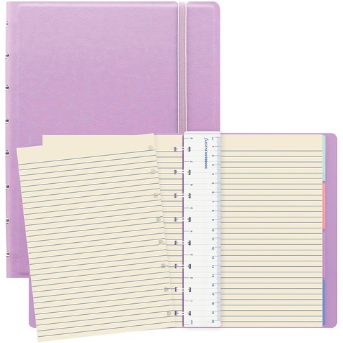 Filofax Classic Pastels Notebook - 112 Sheets - Twin Wirebound - Ruled - 8 1/4" x 5 3/4" - Cream Paper - Movable Index, Storage Pocket, Page Marker - Recycled - 1Each -  - BLIB115054U