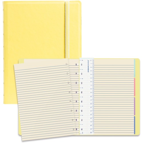 Filofax Classic Pastels Notebook - 112 Sheets - Twin Wirebound - Ruled Margin - A5 - 8 1/4" x 5 3/4" - Cream Paper - Movable Index, Storage Pocket, Page Marker - Recycled - 1 Each = BLIB115061U
