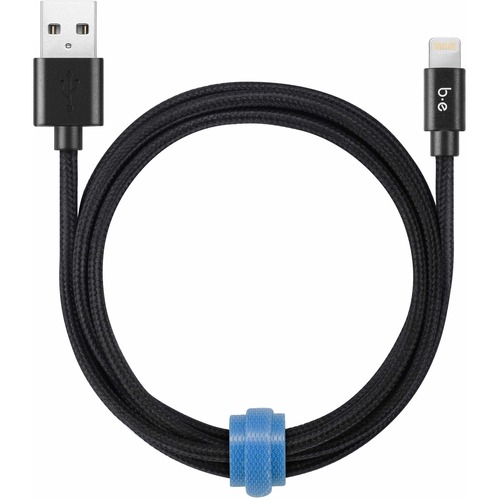 Blu Element Braided Charge/Sync Lightning to USB Cable 4ft Black - 4 ft Lightning/USB Data Transfer Cable for Wall Charger, Car Charger - First End: 1 x Lightning - Male - Second End: 1 x USB 2.0 - Male - Black - 1 Each = BEEB4MFIBK