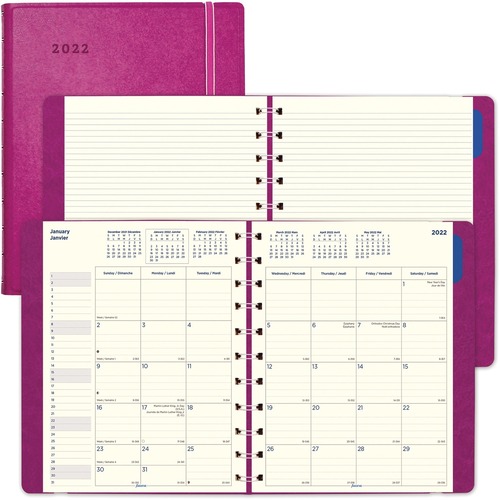 Filofax Planner - Monthly - 1.4 Year - August 2020 till December 2021 - 1 Month Double Page Layout - Cream Sheet - Twin Wire - Elastic - White - Fuchsia - Ruled Daily Block, Flexible Cover, Storage Pocket, Bilingual, Elastic Closure, Built-in Ruler, Soft 