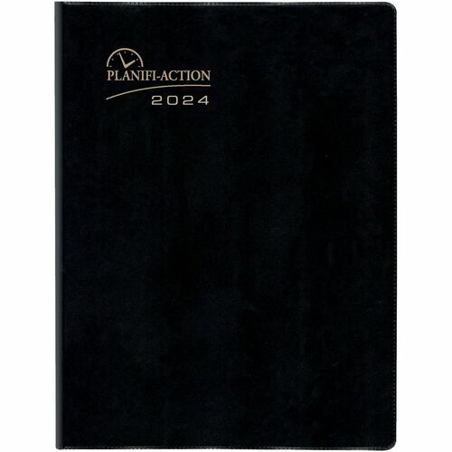 Blueline 13-Month Weekly Planner - French - Weekly, Monthly - 13 Month - December 2023 - December 2024 - 7:00 AM to 8:30 PM - Half-hourly, 7:00 AM to 6:30 PM - Sunday - Twin Wire - Black - Paper - 11" Height x 8.5" Width - Appointment Schedule, Notepad, S