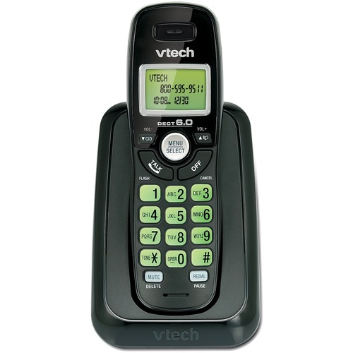 VTech CS6114-11 DECT 6.0 Cordless Phone - Black - Cordless - Corded - 1 x Phone Line - Hearing Aid Compatible -  - VTECS611411BK