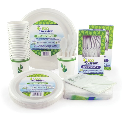 Eco Guardian Compostable Tableware - 20 Serving(s) - Microwave Safe - 20 Piece(s) / Pack
