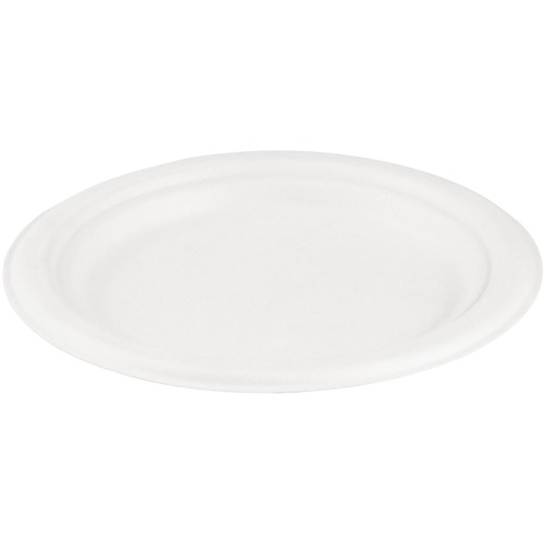 Eco Guardian Table Ware - 7" (177.80 mm) Diameter Plate - Bagasse - Disposable - Microwave Safe - White - 50 Piece(s) / Pack