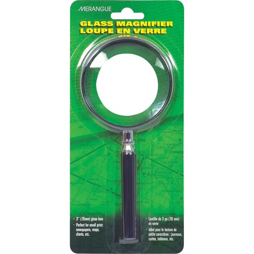 Merangue Classic Glass Magnifier With 3" Lens - Magnifying Area 3" (76.20 mm) Diameter - Overall Size 0.50" (12.70 mm) Height x 3" (76.20 mm) Width - Glass Lens