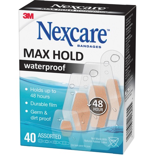 3M Nexcare™ Max Hold Waterproof Bandages - Assorted Sizes - 40 / Pack - Bandages & Wraps - MMMMHW40CA