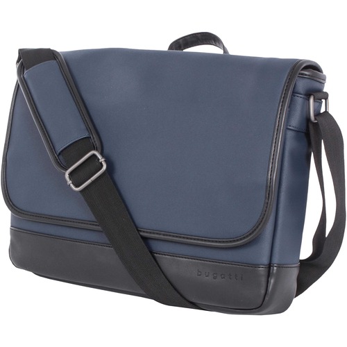 bugatti Carrying Case (Briefcase) for 14" Notebook - Navy - Polyurethane - Shoulder Strap - 10.50" (266.70 mm) Height x 15" (381 mm) Width x 3" (76.20 mm) Depth - 1 Pack -  - BUG574434