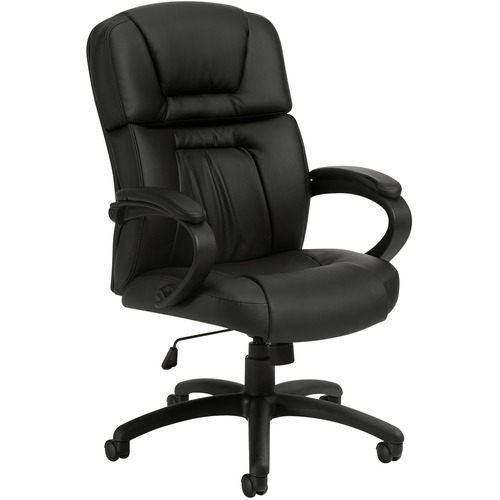 Offices To Go Pacific | High Back Tilter - Black Plush, Bonded Leather, Luxhide Seat - Black Plush Back - High Back - 5-star Base - Armrest - 1 Each = GLB253906