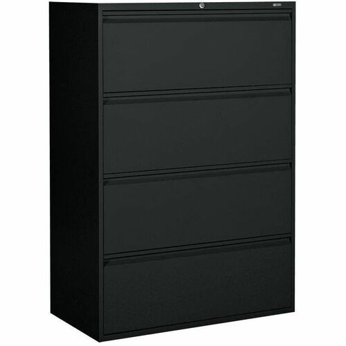 Offices To Go 4 Drawer High Lateral Cabinet - 36" x 19.3" x 52.1" - 4 x Drawer(s) for File - Lateral - Interlocking, Lockable, Leveling Glide - Black - Metal = GLB315655