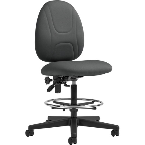 Offices To Go Beta | Armless Posture Task Drafting Stool - Polyester Seat - Polyester Back - Ebony - 1 Each