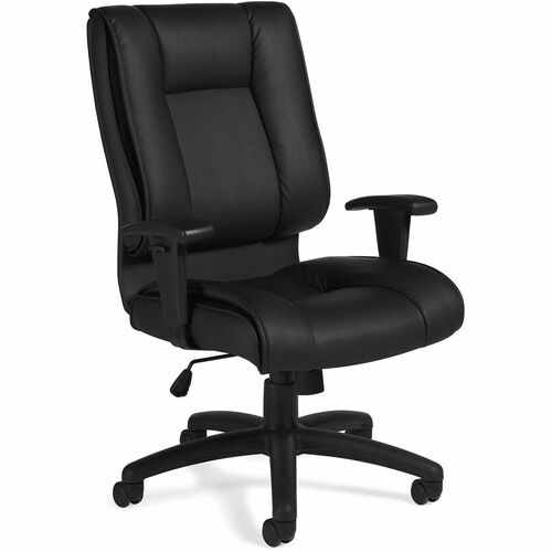 Offices To Go Ashmont | High Back Management Tilter - Luxhide, Bonded Leather Seat - Luxhide, Bonded Leather Back - High Back - Black - 1 Each -  - GLB315572