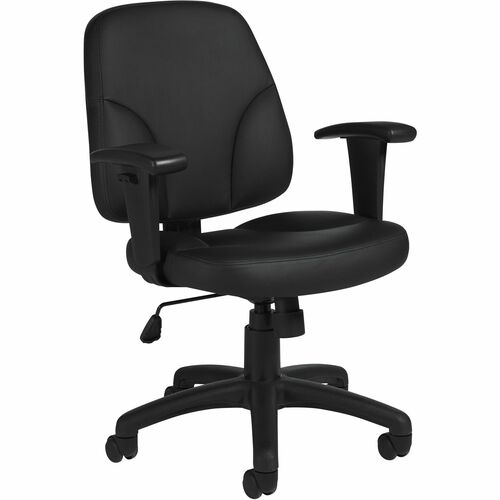 Offices To Go Cobalt | Medium Back Tilter - Luxhide, Bonded Leather Seat - Bonded Leather, Luxhide Back - Mid Back - Black - 1 Each -  - GLB315549